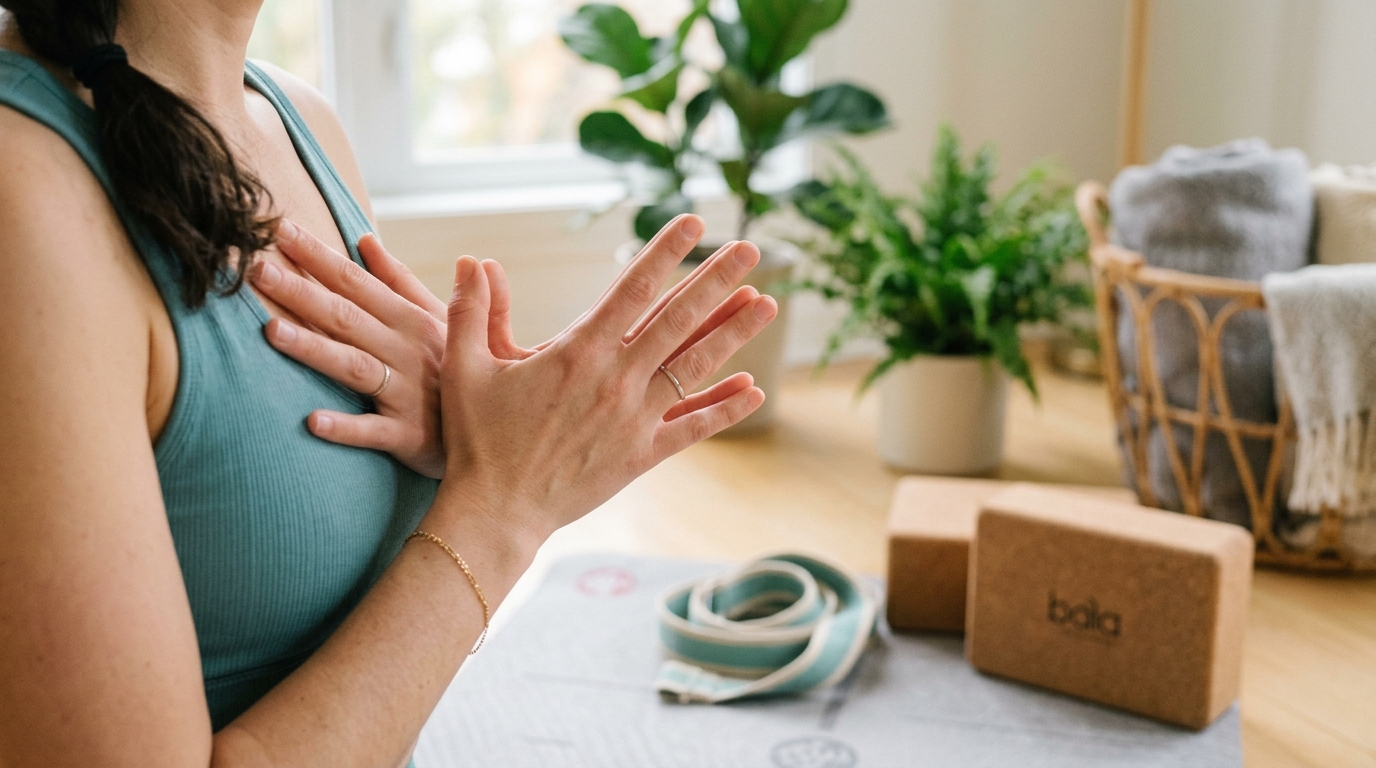 Pessoa praticando yoga adaptado para Parkinson usando cadeira como suporte
