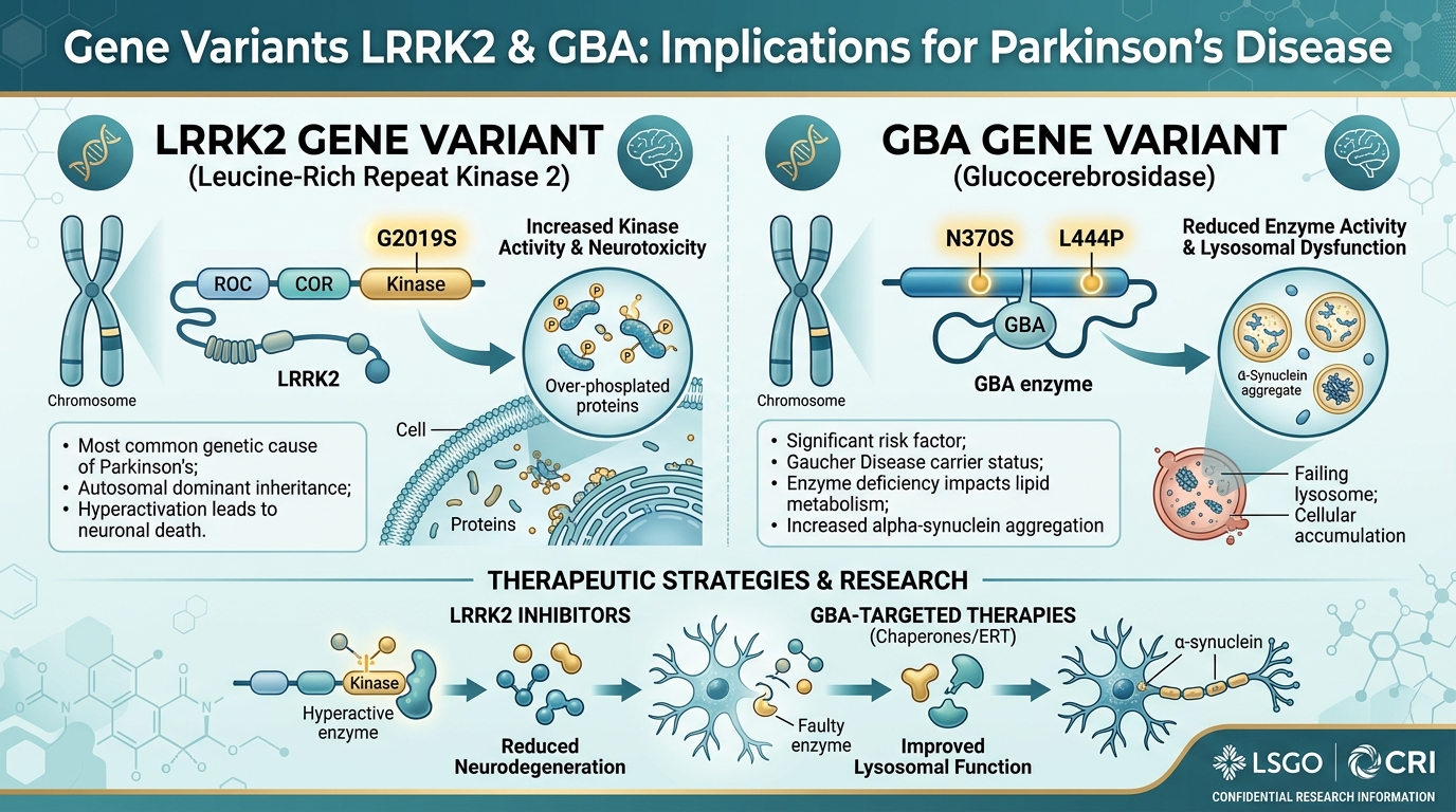 Diagrama mostrando genes associados ao Parkinson e padr&otilde;es de heran&ccedil;a gen&eacute;tica